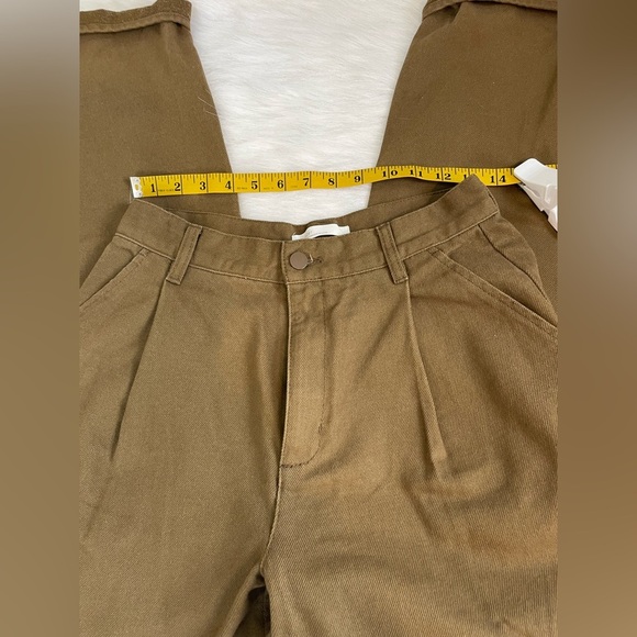 Oak and Fort Twill Pleated Barrel leg Olive Brown Pants - Picture 5 of 10